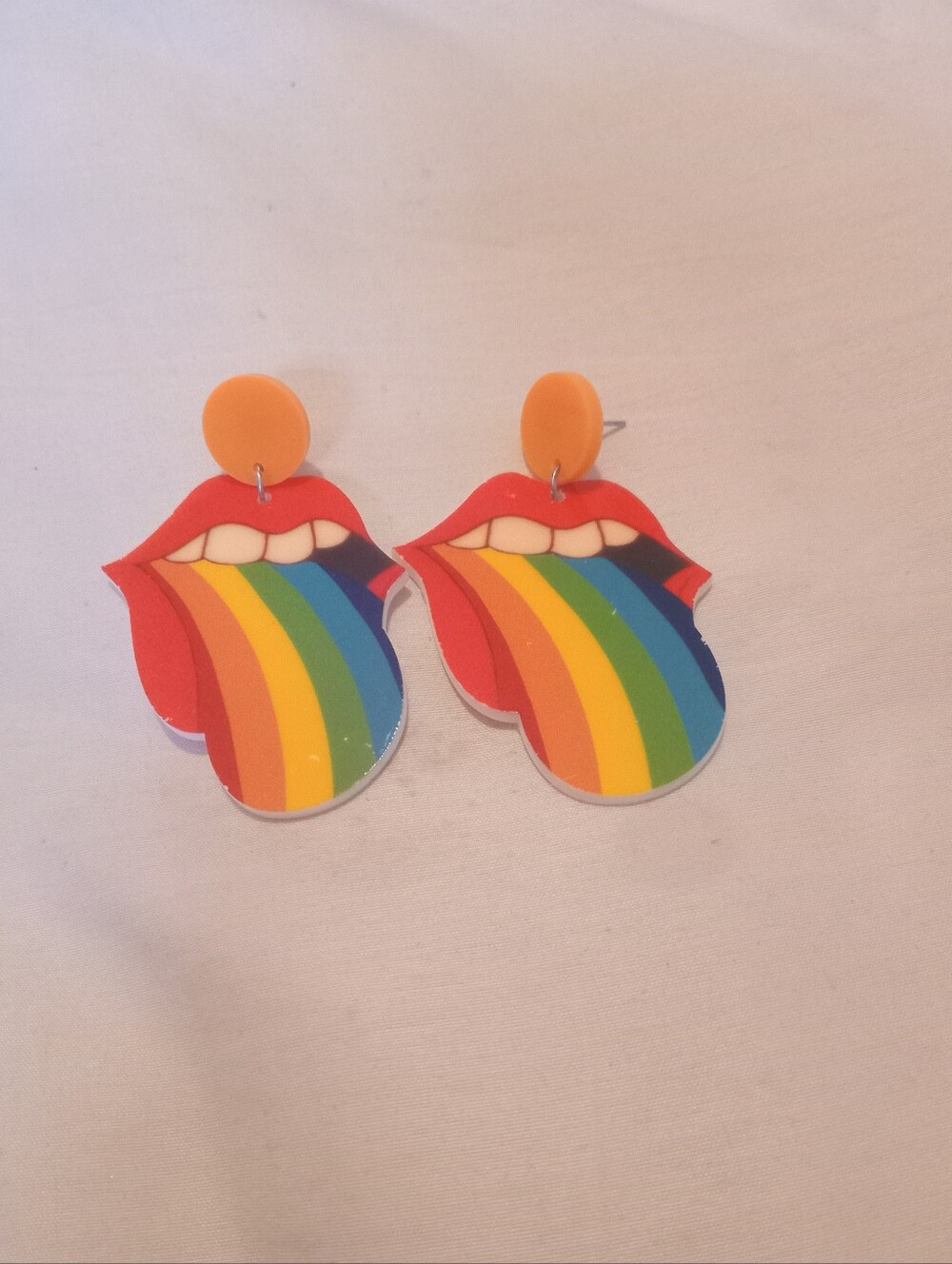 The Rolling Stones Rainbow Lips Earrings